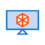 An icon of a computer monitor displaying a 3D hexagon with three orange lines forming a triangle inside, evoking the precision of 3D printing.