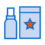 Illustration of a spray bottle and a rectangular container with a star symbol on it, both outlined in blue. Perfect for large format printing projects or 3D scanning and printing initiatives.