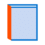 Illustration of a closed book with a blue cover and an orange spine, viewed from an angle, reminiscent of a model created using 3D scanning techniques.