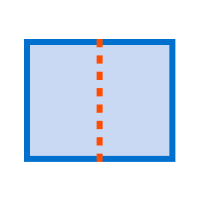 An icon of an open book with a blue cover and a dotted orange line down the center signifying a fold or split, perfect for web to print designs.