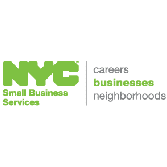 NYC Small Business Services logo with the tagline "careers, businesses, neighborhoods" in green and gray text, featuring an option for 3D scanning for enhanced service.