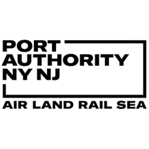 Logo of the Port Authority of New York and New Jersey featuring the text "Port Authority NY NJ" and "Air Land Rail Sea," ideal for small format printing.
