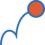 An abstract depiction of a bouncing ball, represented as a blue curved line with an orange circle at the end, captured perfectly through large format printing techniques.