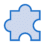 A single blue puzzle piece with a light blue center and a blue outline, featuring two protruding tabs and two inward indentations, perfect for small format printing projects.